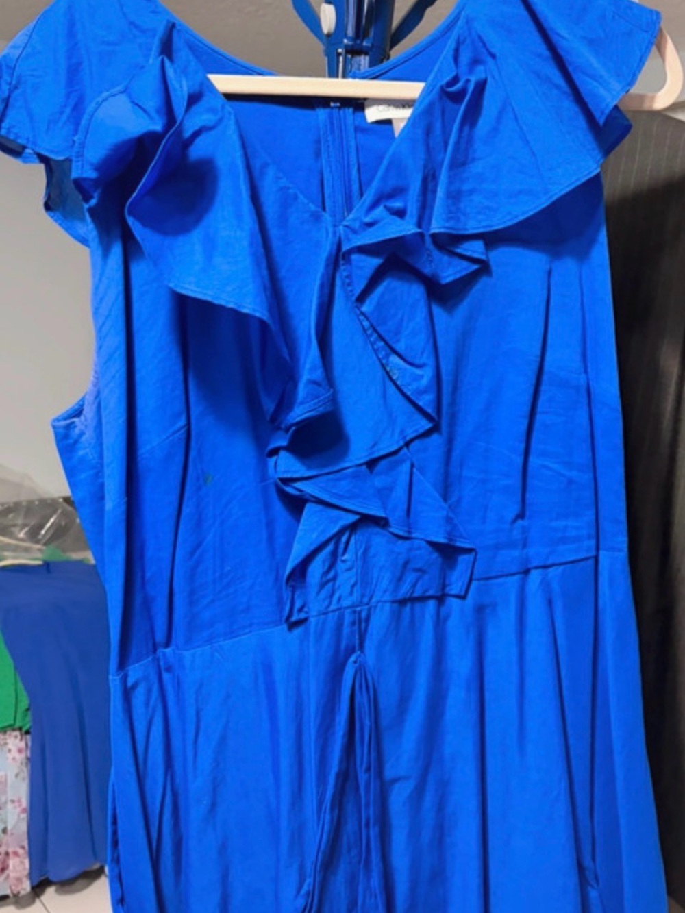 Calvin Klein Royal Blue Ruffled Midi Dress